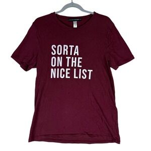 LULUSIMON STUDIO Shirt Womens Small Red Sorta On The Nice List Graphic Tee
